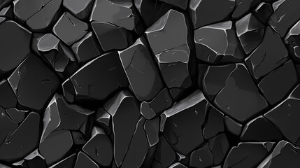 Wall Mural - Dark gray cracked stone abstract texture background. Obsidian Cliff. Illustration