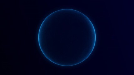 Simple blue abstract smoothly moving blurred energetic sphere on dark futuristic  background. Bright background with looped energy orb of blurred  particles. 
