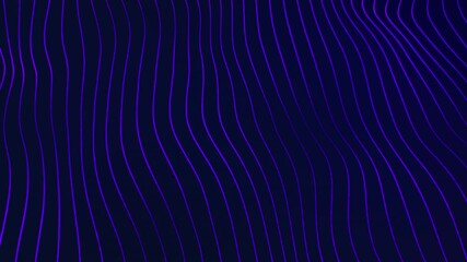 Purple abstract surface of shining lines that move and shimmer in a looped on a dark background. Blue shining smooth magical background of energy waves. 