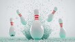 © banzeo - Bowling pins splashing in liquid on surface