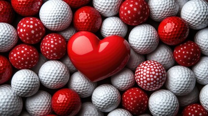 Heart Shaped Golf Ball Centerpiece for Valentine's Day Generative AI