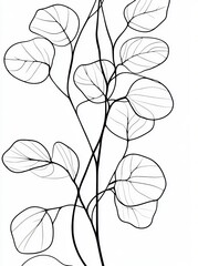 Wall Mural - A plant is illustrated in a minimalist, single-line style. Ready for printing