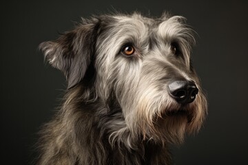 Wall Mural - Happy Irish Wolfhound Pet Portait - Grey and White Indoor Dog with Pedigreed Irish Heritage