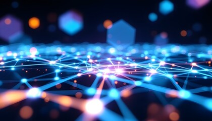 Wall Mural - futuristic and abstract animation representing a complex computer network create with ai