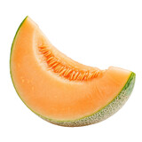 Freshly sliced cantaloupe melon on a pristine transparent background ready for a healthy snack or dessert, slice cantaloupe melon isolated on transparent background