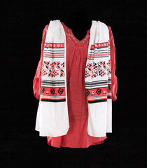 red and white slavic shirt on black background