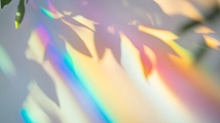 Wall Mural - colorful abstract shadows of leaves on a soft, pastel background.