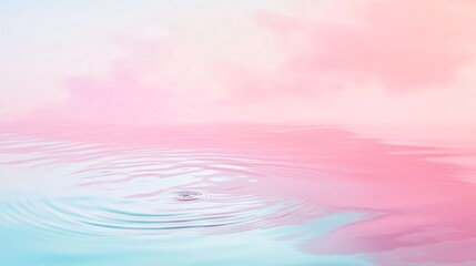 Wall Mural - A serene ripple in pastel-colored water, featuring soft pink and blue hues that create a calming atmosphere.