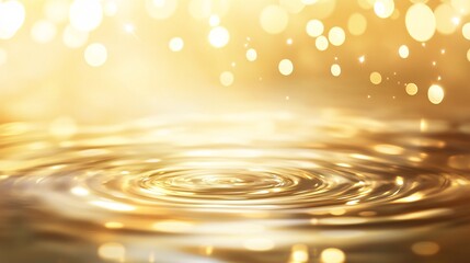 Wall Mural - A serene golden ripple effect on shimmering water captures the essence of tranquility and elegance.