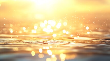 Wall Mural - Glittering golden water surface reflecting sunlight in the evening, creating a dreamy and tranquil atmosphere.