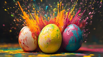 Easter egg colorful explosion.Easter Egg Paint Splash