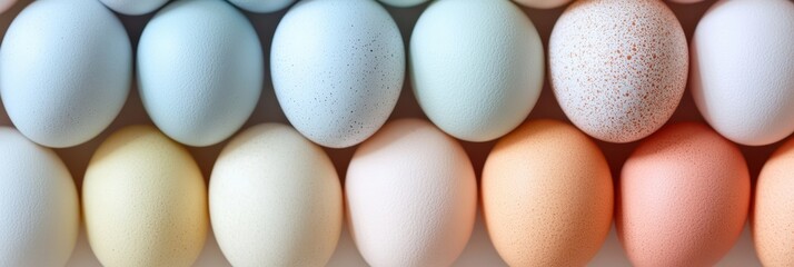 Sticker - A colorful assortment of Easter eggs arranged neatly in a row.