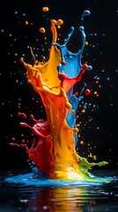 Wall Mural - Vibrant liquid abstract design colorful splash high resolution hd image