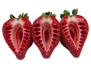 Isolated Three Sliced Strawberries