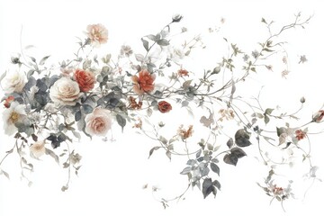 Wall Mural - Watercolor flowers illustration. Created by hand. Large set of watercolor components