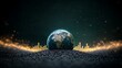 © art_bee8 - Global growth, earth rising, data visualization, night sky, business concept