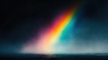 Wall Mural - a radiant rainbow graces the night sky above the vast sea while a ship gently sails through the wave