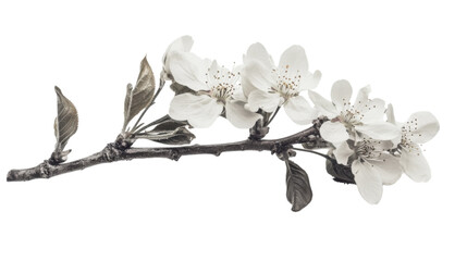 Wall Mural - White cherry blossom on transparent background