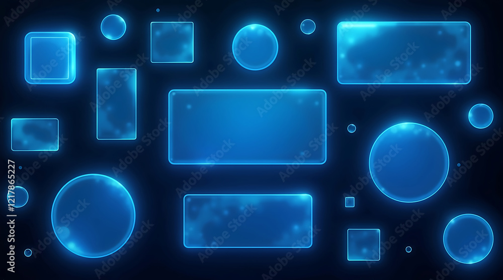 Neon glass frame collection with luminescent geometric elements - blue ...