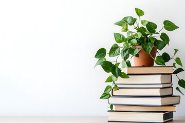 Wall Mural - Cozy Reading Nook with a Vibrant Plant