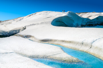 Wall Mural - White chalk cliffs in Sarakiniko, Milos island, Cyclades, Greece