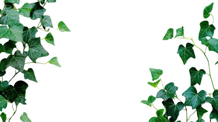 Wall Mural - Green leaves border n transparent background