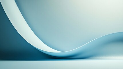 Fototapete - Abstract blue minimalist background with smooth wavy shapes creating a serene atmosphere