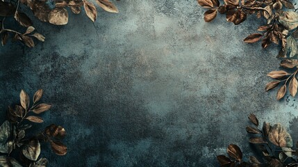 Poster - Golden leaves forming a border on textured background