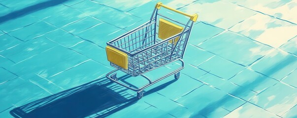retail shopping cart layout flat design top view ecommerce theme cartoon drawing