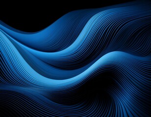 Wall Mural - black background with lines in light blue and dark blue creating an abstract gradient effect