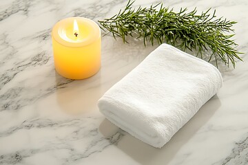 Relaxing Spa Scene with Candle and Towel