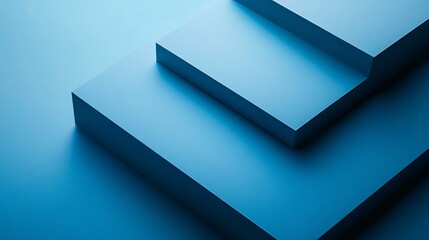 Fototapete - Three blue steps creating an abstract composition on monochromatic background