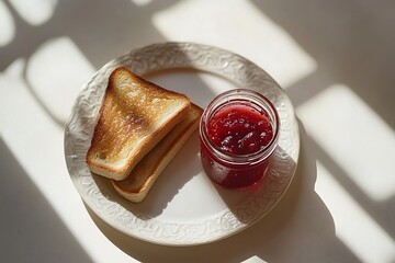 Sticker - Simple and Delicious Breakfast with Toast and Jam