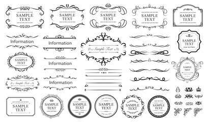 old ornate labels and borders. vintage frames and scroll elements. set of text delimiters and corner