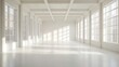 © thenort - Sunlit, minimalist white room interior with large windows and high ceilings.