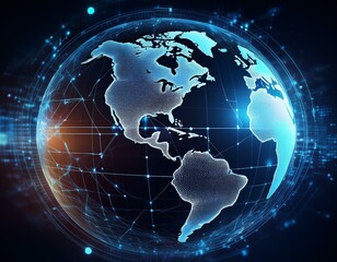 digital world globe concept of global network and connectivity on earth high speed data transfer and cyber technology information exchange and international telecommunication