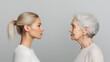 © Dmitri - Profile comparison of young and elderly woman highlighting generational differences in facial features and expressions