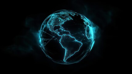 Poster - Glowing digital Earth with interconnected lines, showcasing global network and connections.