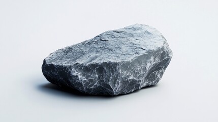Poster - Single gray stone resting on white background