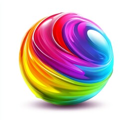 Abstract rainbow sphere, vibrant colors swirling, glossy texture.