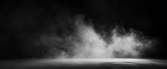 Wall Mural - Dramatic smoky background with dark space and white fog.
