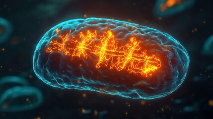 Aufkleber - Glowing mitochondria inside a cell.