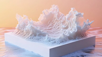 Aufkleber - White abstract foam rising from a square platform in pastel colors