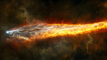 Wall Mural - Cosmic fire trail in nebula, space exploration