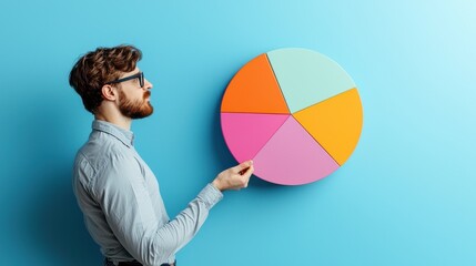 Aufkleber - A vibrant pie chart comparing men's preferences for all-in-one versus targeted products