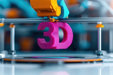 Fototapete - A depiction of advanced 3D printing technology creating a functional robotic arm in realtime, industrial and sleek