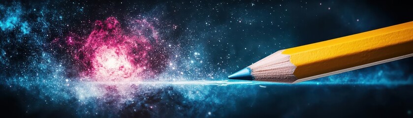 A pencil sketching a galaxy of ideas on an infinite canvas