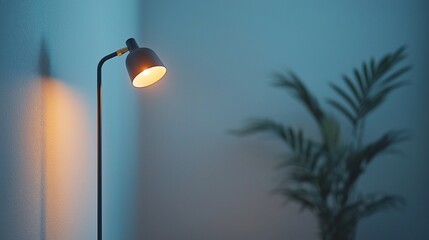 Canvas Print - Illuminated floor lamp next to a plant.