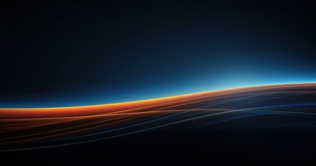 Wall Mural - A serene gradient of colors depicting a cosmic horizon with flowing lines.