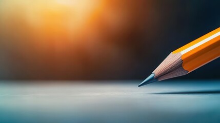 Leinwandbilder - Artistic Composition Featuring a Yellow Pencil Placed on a Simple Background Highlighting the Contrast and Texture of Stationery Tools for Creativity